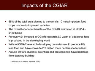 Innovations and incentives in agricultural research for poor countries 