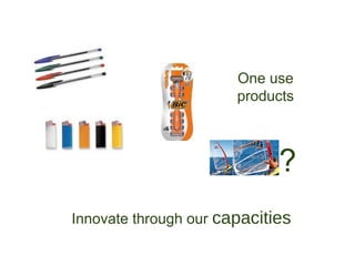 One use
                       products



                             ?
Innovate through our capacities
 