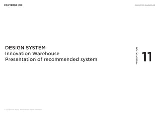 INNOVATION WAREHOUSE
© 2013 Sichi, Klaus Bravenboer, Peter Thomson
DESIGN SYSTEM
Innovation Warehouse
Presentation of recommended system 11
PRESENTATION
 