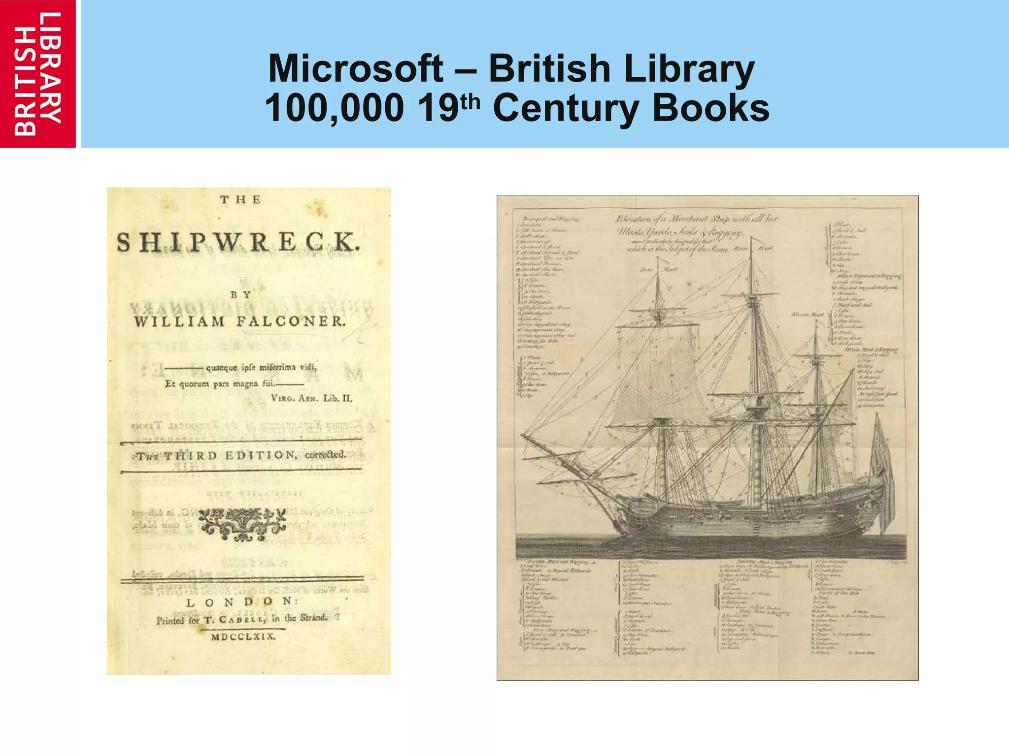 Microsoft – British Library  100,000 19 th  Century Books 