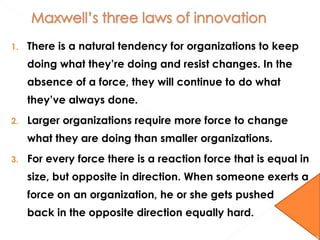 1. There is a natural tendency for organizations to keep
doing what they’re doing and resist changes. In the
absence of a ...