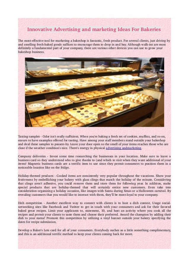 Innovative advertising and marketing ideas for bakeries