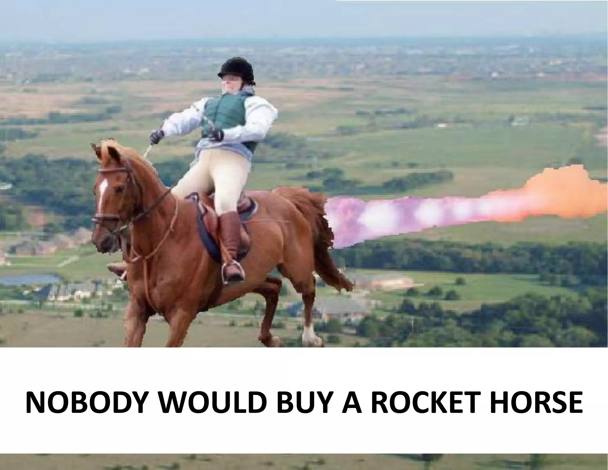 NOBODY WOULD BUY A ROCKET HORSE
 