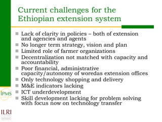 Innovations in agricultural extension: What can Ethiopia learn from global experiences?
