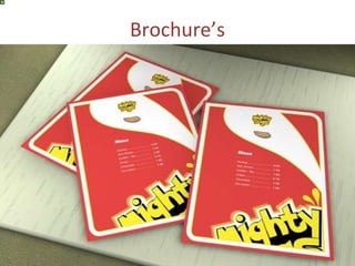 Brochure’s Project: Mighty Dogs  The advantages of Brochure Design Service over our competition Design concepts ready in less than 2 business days. Same-day rush service available. We guarantee 100% satisfaction and ensure positive results by providing unlimited revisions. You can request as many revisions as you like till final design approval. A professional multi-disciplinary staff working on your brochure: graphic designers, marketing experts, illustrators, copywriters. We have been serving thousands of clients all around the world for more than 10 years. Affordable and high-quality end products. 100% custom design, no templates. Custom designs - including embossing, die cuts, and unique folds. We can also create e-mailable or downloadable PDF brochures. Internet-based design process that is faster, more reliable and cost-effective than a traditional brochure design agency. 
