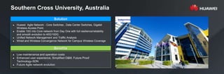 Southern Cross University, Australia
Solution
 Huawei Agile Network - Core Switches , Data Center Switches, Gigabit
Wirel...