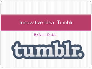 Innovative Idea: Tumblr

      By Mara Dickie
 