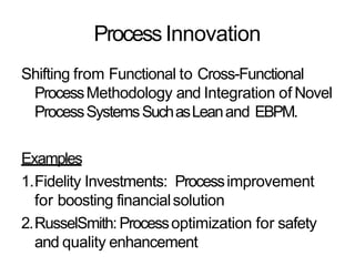 ProcessInnovation
Shifting from Functional to Cross-Functional
ProcessMethodology and Integration of Novel
ProcessSystemsS...