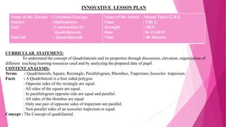 Subunit Math Innovative lesson plan copy | PPTX