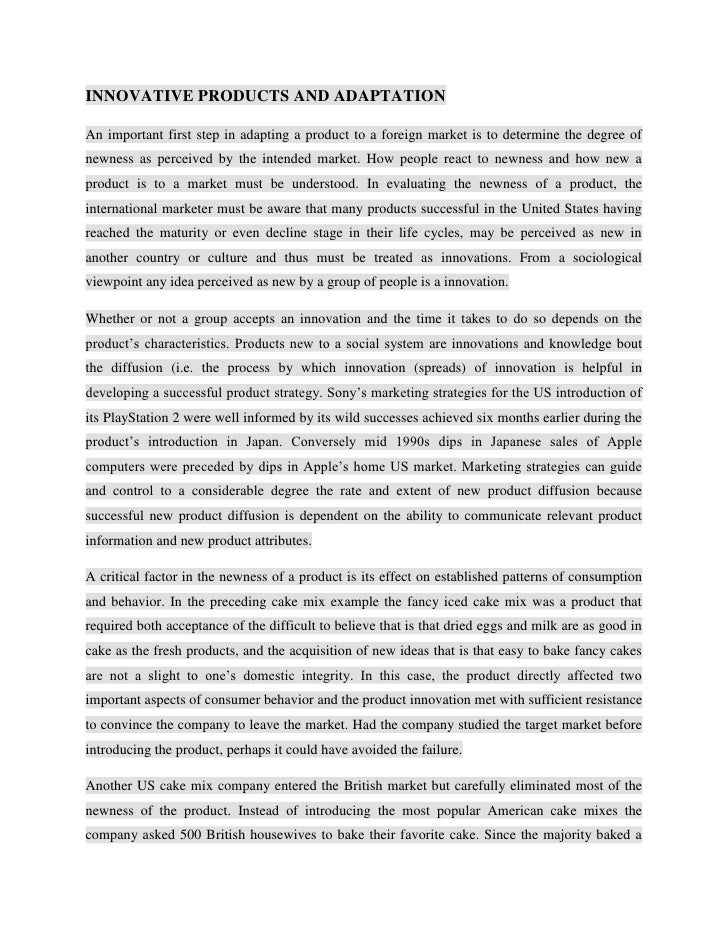 Innovative products and adaptation