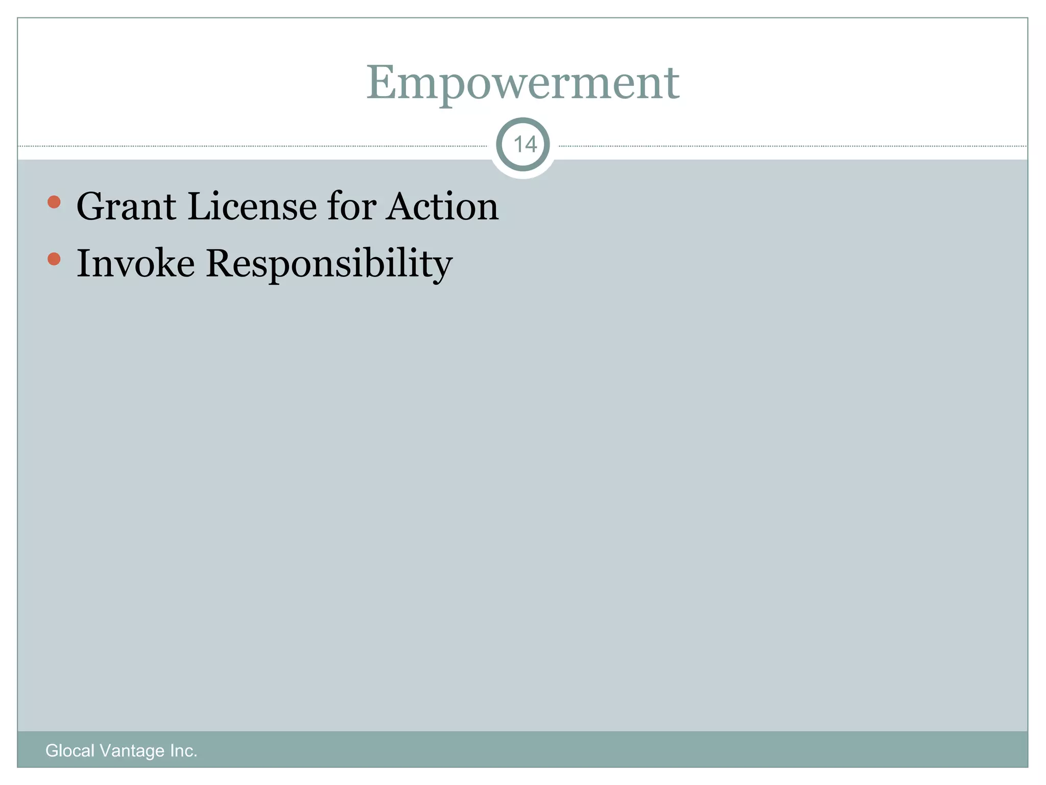 Empowerment Grant License for Action Invoke Responsibility Glocal Vantage Inc. 