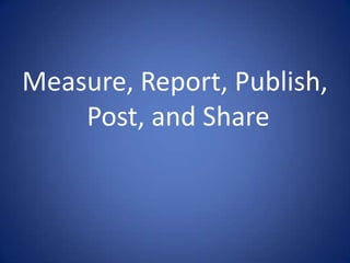Measure, Report, Publish,
    Post, and Share
 