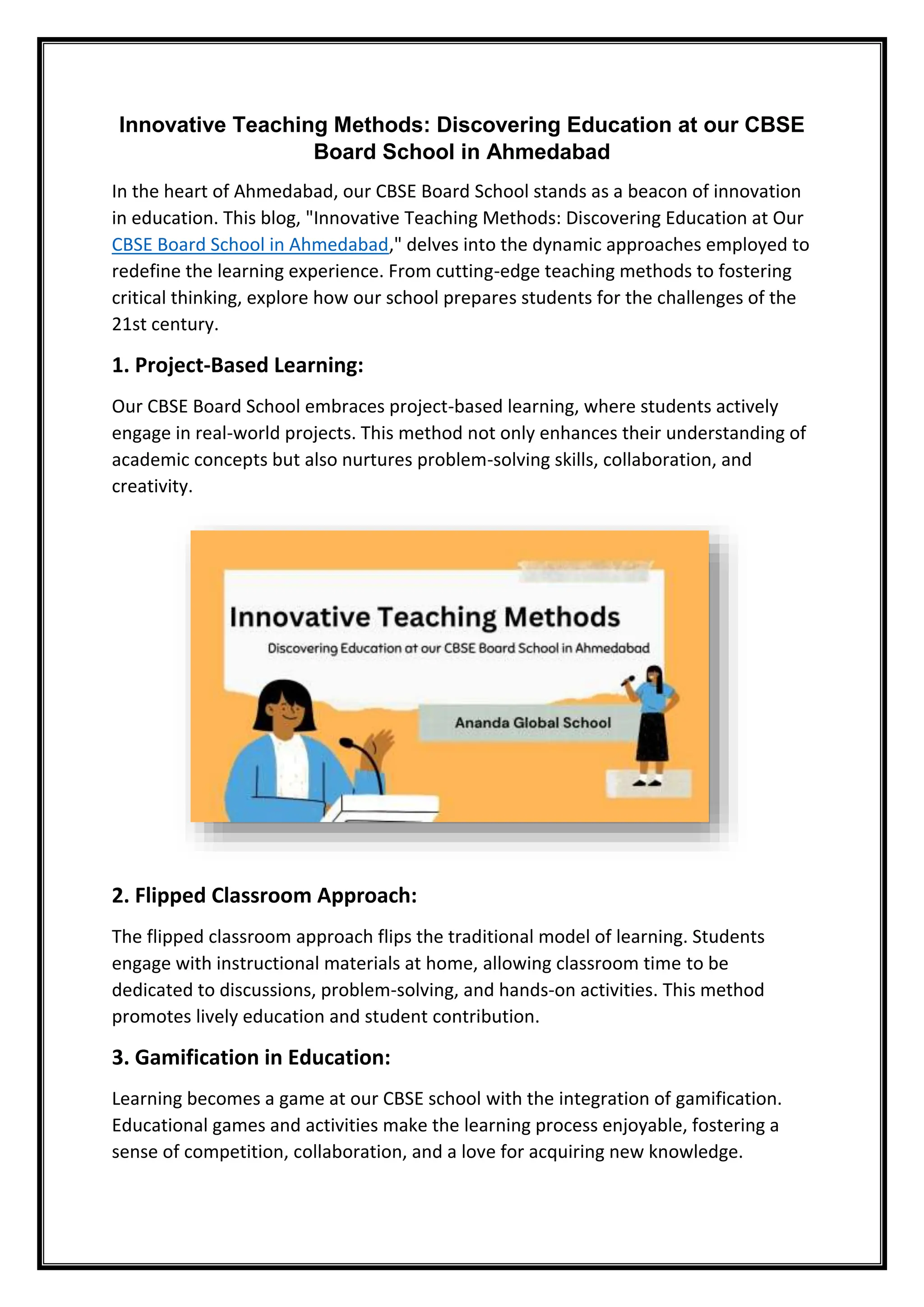 Innovative Teaching Methods Discovering Education at our CBSE Board