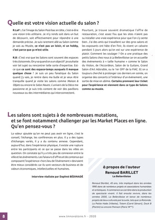 8 www.linnovatoire.fr - 2020
à propos de l’auteur
Renaud BARILLET
La Bellevilloise
Renaud Barillet, 45 ans, très impliqué ...