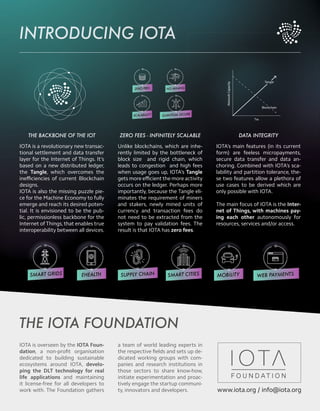 THE IOTA FOUNDATION
IOTA is overseen by the IOTA Foun-
dation, a non-profit organisation
dedicated to building sustainable...