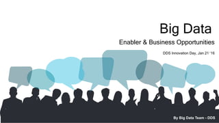 Big Data
Enabler & Business Opportunities
By Big Data Team - DDS
DDS Innovation Day, Jan 21 ‘16
 