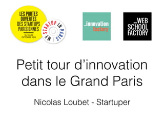 Petit tour d’innovation
dans le Grand Paris
Nicolas Loubet - Startuper

 