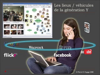 © Martin R. Dugage 2008
Les lieux / véhicules
de la génération Y
 