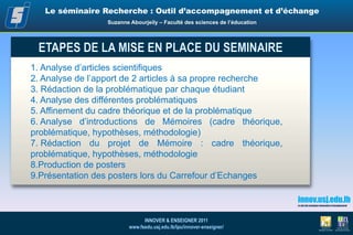 Grands écarts entre les rythmes des étudiants dans l’élaboration des Mémoires et cumul des retards pendant plusieurs semestres