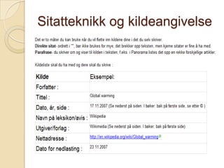 Sitatteknikk og kildeangivelse