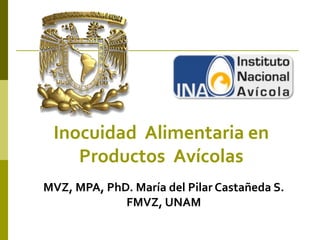 Inocuidad Alimentaria en
    Productos Avícolas
MVZ, MPA, PhD. María del Pilar Castañeda S.
             FMVZ, UNAM
 