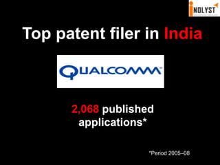  Top patent filer in India2,068 published applications**Period 2005–08