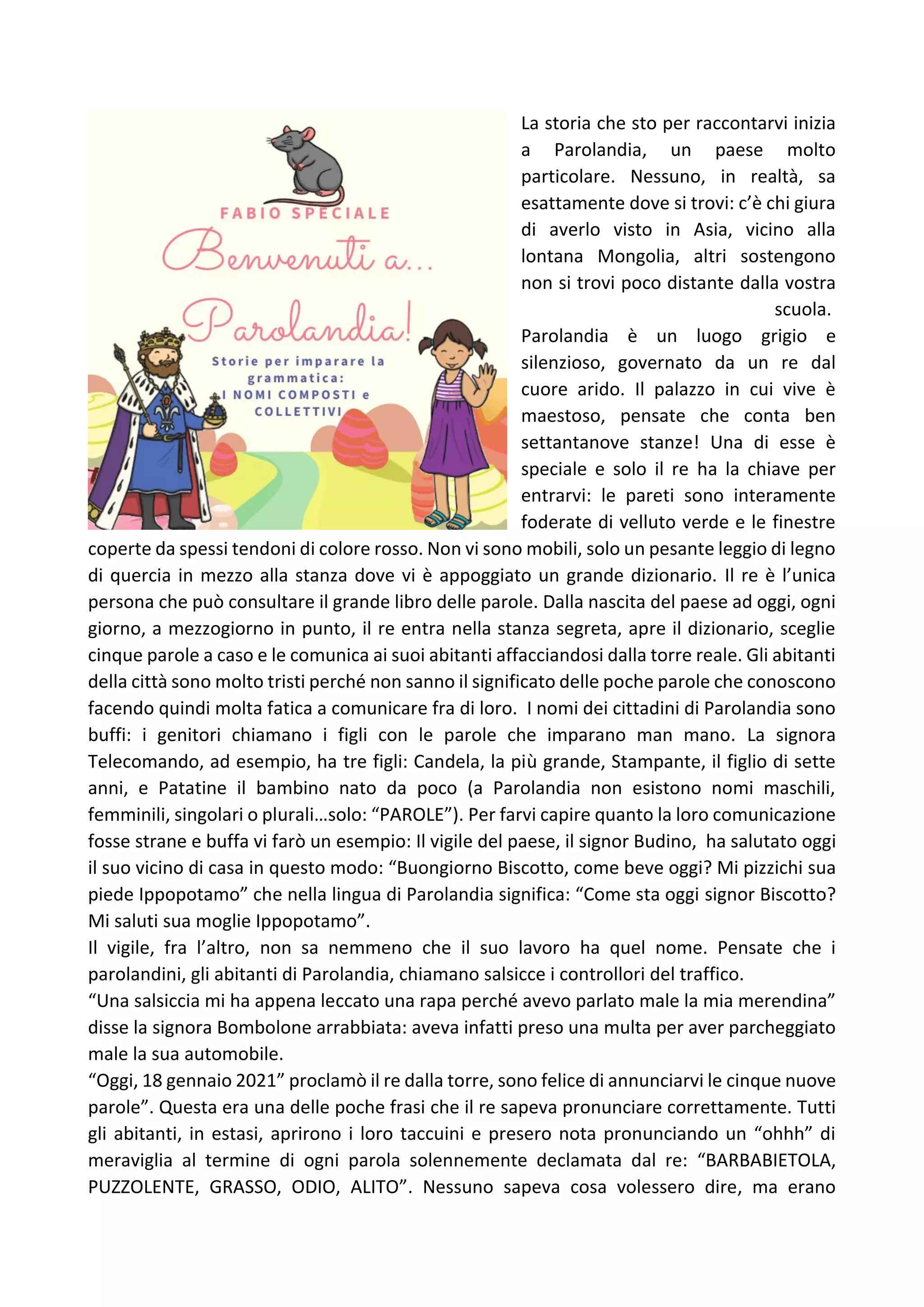 I nomi composti e collettivi (Scuola primaria) BENVENUTI A PAROLANDIA | PDF