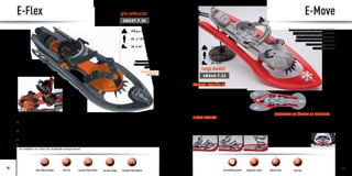 SNS27.7.35
1 160 g x 2
45 > 120 kg
34 > 47
SNS60.7.33
998 g x 2
45 > 120 kg
34 > 47
E-Flex E-Move
15%
30%
55%
0908
ASS
Auto Sliding System Auto Gliding System
CMG NS
Natural StepAerotec Design Soft Pad
AD SPSP EF
Soft Pad Ergonomic Frame
CPD
Este atípico modelo está dirigido
claramente a quienes buscan
rendimiento y sensaciones.
Su exclusivo diseño se basa
en tres innovaciones
fundamentales:
Su parecido con otros modelos no debe ocultar varias importantes innovaciones.
• La placa translúcida de color naranja està hecha de un material técnico de alta calidad : flexible y
muy resistente.
• El material PEbax permite mover libremente el pie. Como resultado, se obtiene una comodidad al
caminar sin precedentes y la posibilidad de utilizar suelas flexibles.
• La talonera ASS que permite un cambio facil automático con el bastón.
• Por fin, se ha prestado una atención especial al diseno con un tamiz de color gris brillante que da
al modelo un nivel de acabado excepcional.
Modelo desarollado en
asociacion con el grupo
AMP polymix.
Concept Multi Griffes Concept Profil Dentelé
gris anthracite
PISADA NATURAL
La junta con doble articulación permite un movimiento
natural del pie. Se tira de la raqueta en vez de levantarla,
con lo que resulta mucho más ligera.
REGULADOR DEL ÁNGULO DE PENDIENTE
La placa central con rotación lateral compensa
la inclinación del terreno.
Tiende al plano horizontal y sujeta el pie en
posición plana incluso al cruzar pendientes.
La ergonomía que
proporciona protege las
articulaciones y crea
sensación de seguridad.
CARCASA ERGONÓMICA
Carcasa asimétrica para garantizar una
distribución uniforme de la presión. La forma
de los pies refleja la distribución del peso
corporal sobre ellos. Hemos adaptado la
forma de las raquetas a esta característica
esencial para garantizar una distribución
uniforme del peso corporal en la raqueta.
Conello,mejoranlacomodidadylaseguridad.
rouge dunhill
 