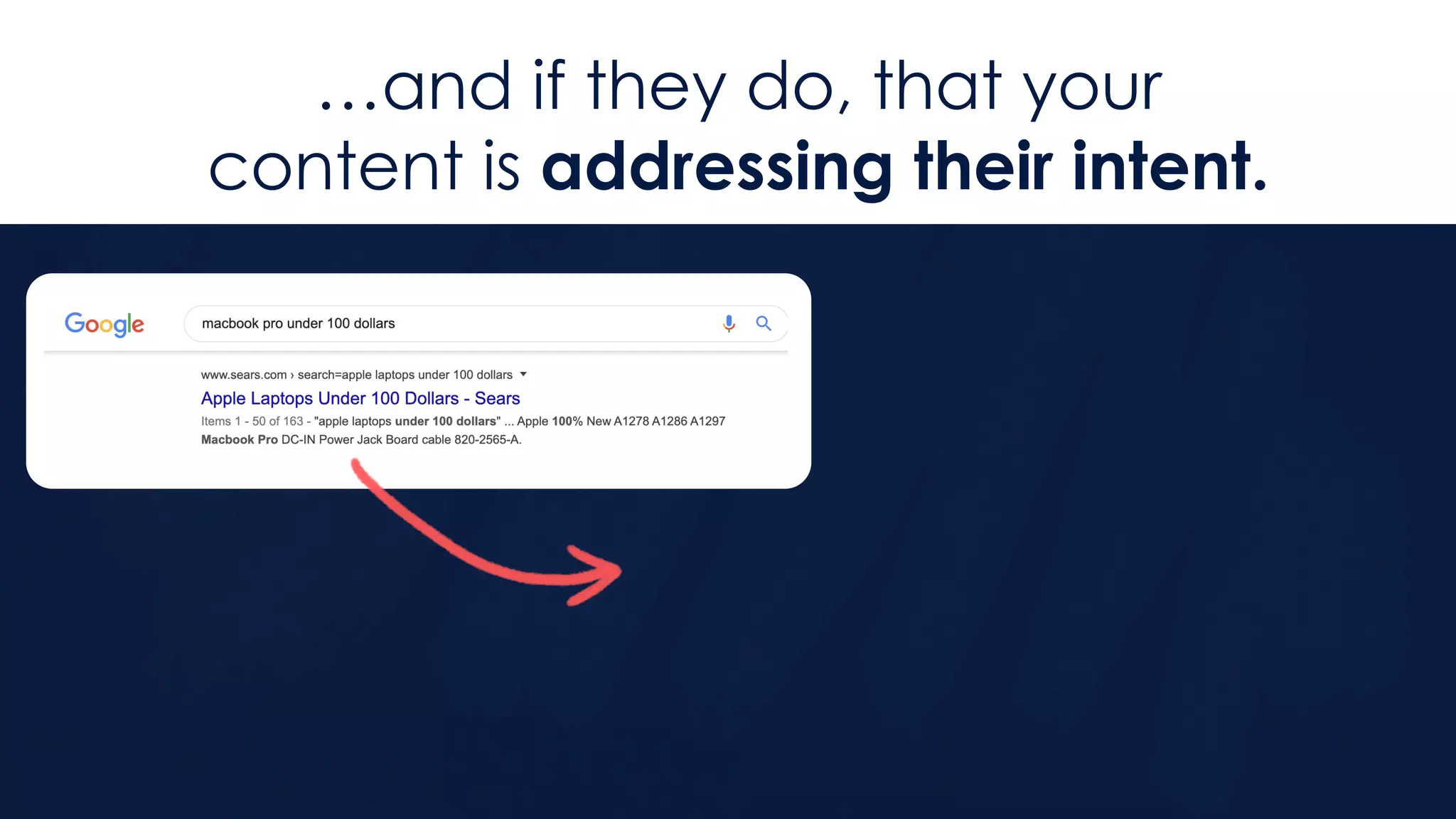 …and if they do, that your
content is addressing their intent.
 