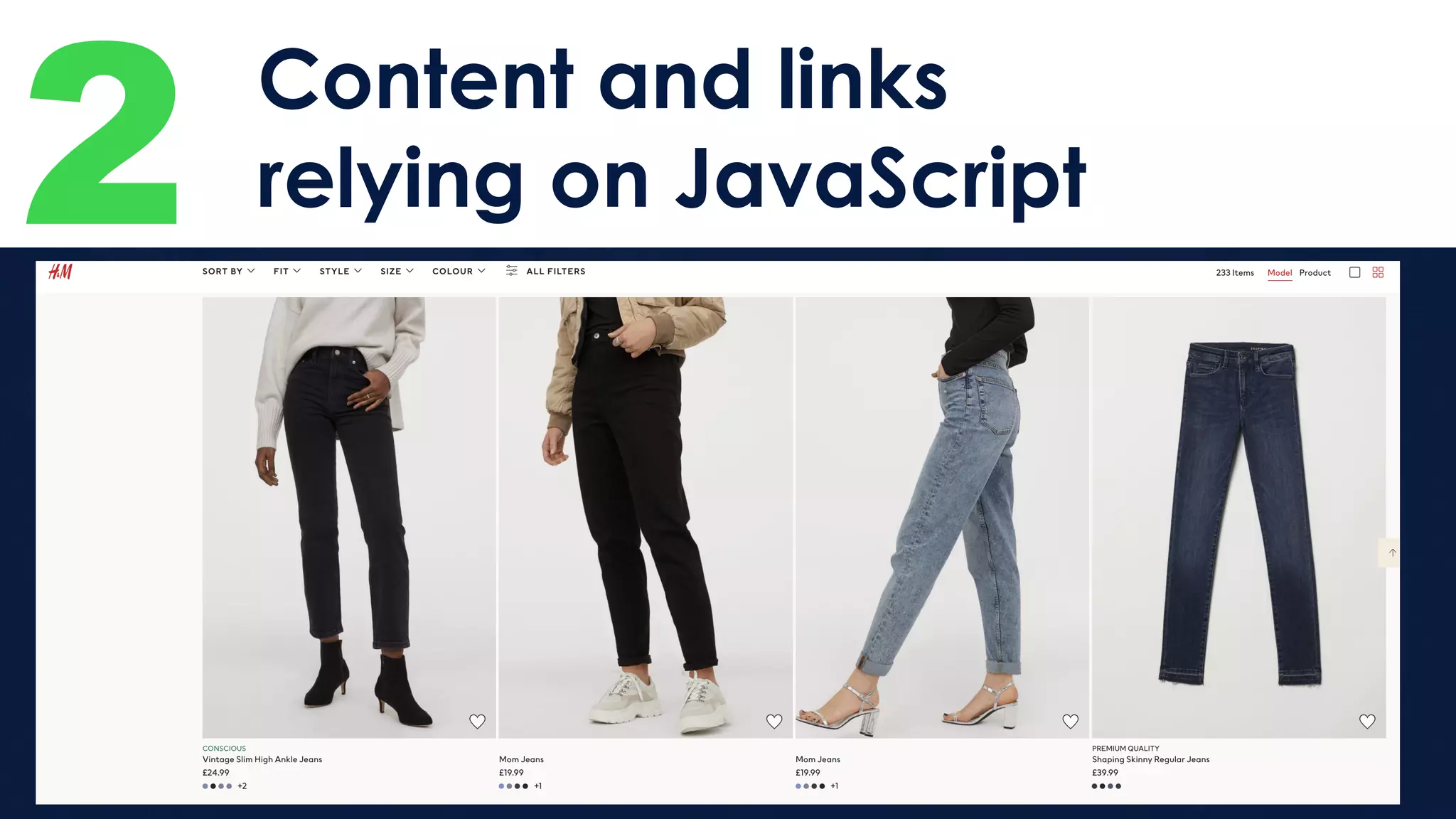 2 Content and links
relying on JavaScript
 