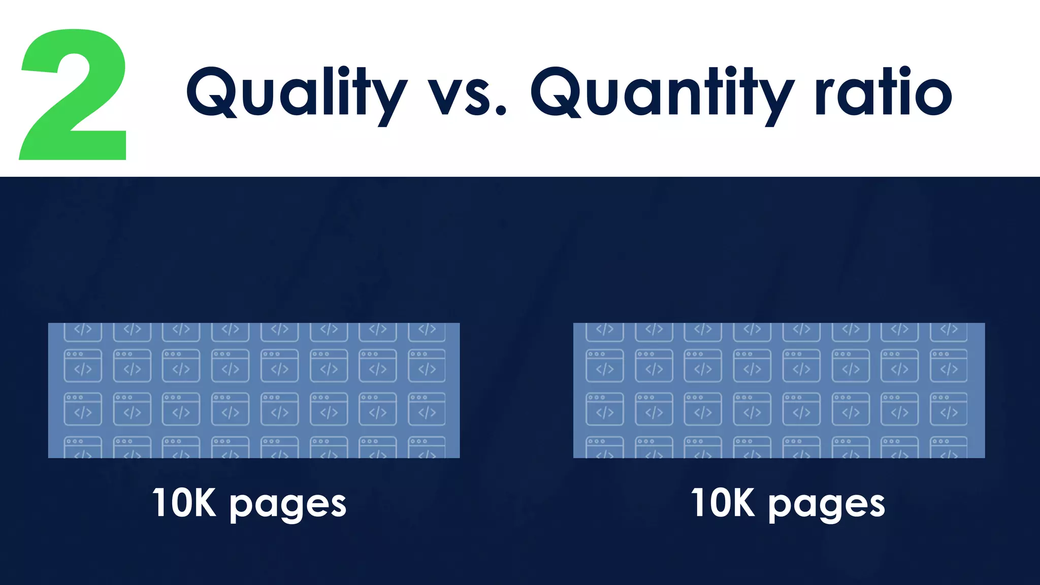 2 Quality vs. Quantity ratio
10K pages 10K pages
 