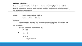 Quantitative Expressions of the Concentration of Solutions | PPTX