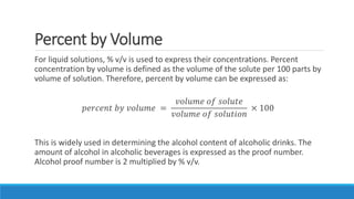Quantitative Expressions of the Concentration of Solutions | PPTX