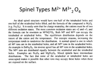 Spinel Types M2+ M3+
2 O4
 