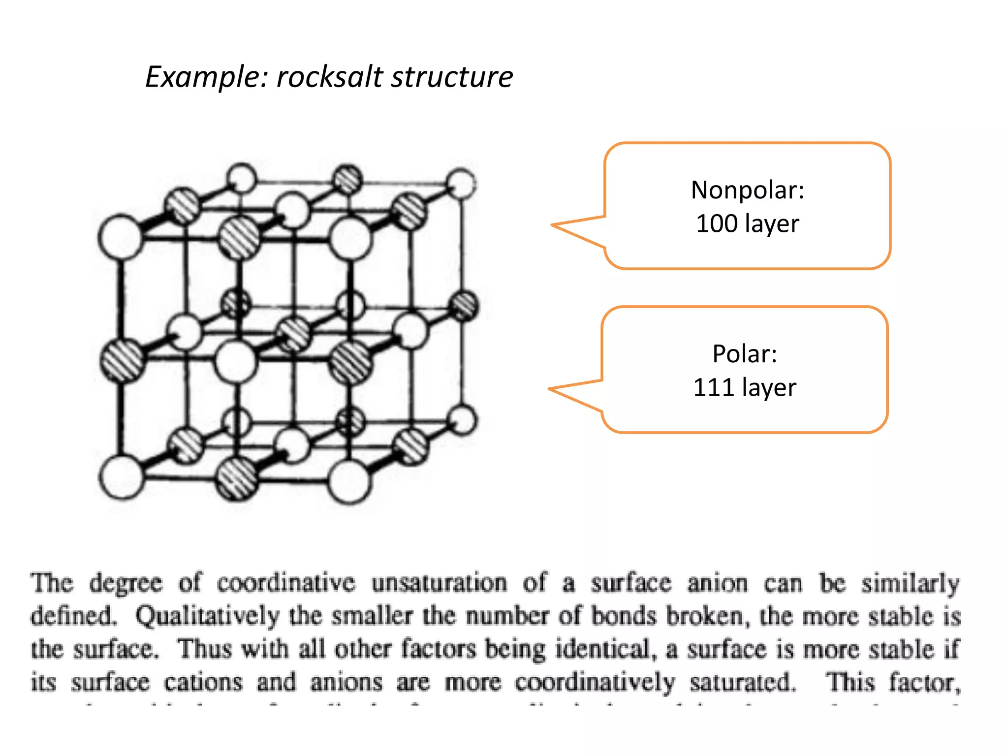 Example: rocksalt structure
Nonpolar:
100 layer
Polar:
111 layer
 