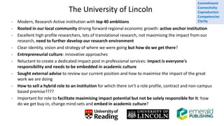 The University of Lincoln
- Modern, Research Active institution with top 40 ambitions
- Rooted in our local community driv...