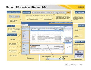 Us ing IBM ® L o tu s ® iNo te s™ 8 .5. 1




                                            © Copyright IBM Corporation 2010
 