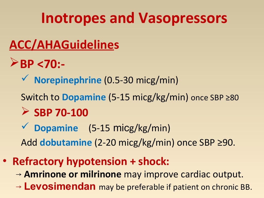 Inotropes and vasopressors in cardiogenic shock