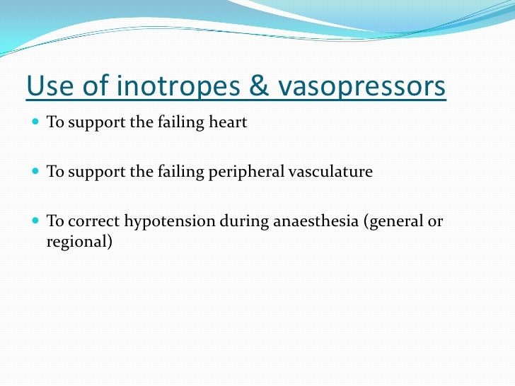 Inotropes And Vasopressors Chart