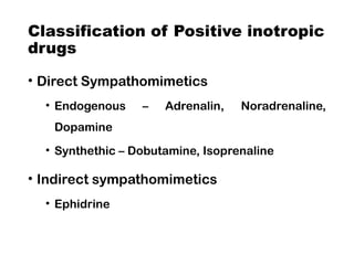 Inotropes Classification Cardiac Amplifiers: A Deep Dive into Inotropes | PPTX