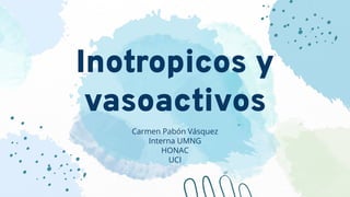 Inotropicos y
vasoactivos
Carmen Pabón Vásquez
Interna UMNG
HONAC
UCI
 