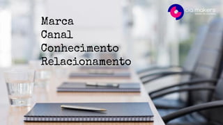 Marca
Canal
Conhecimento
Relacionamento
 