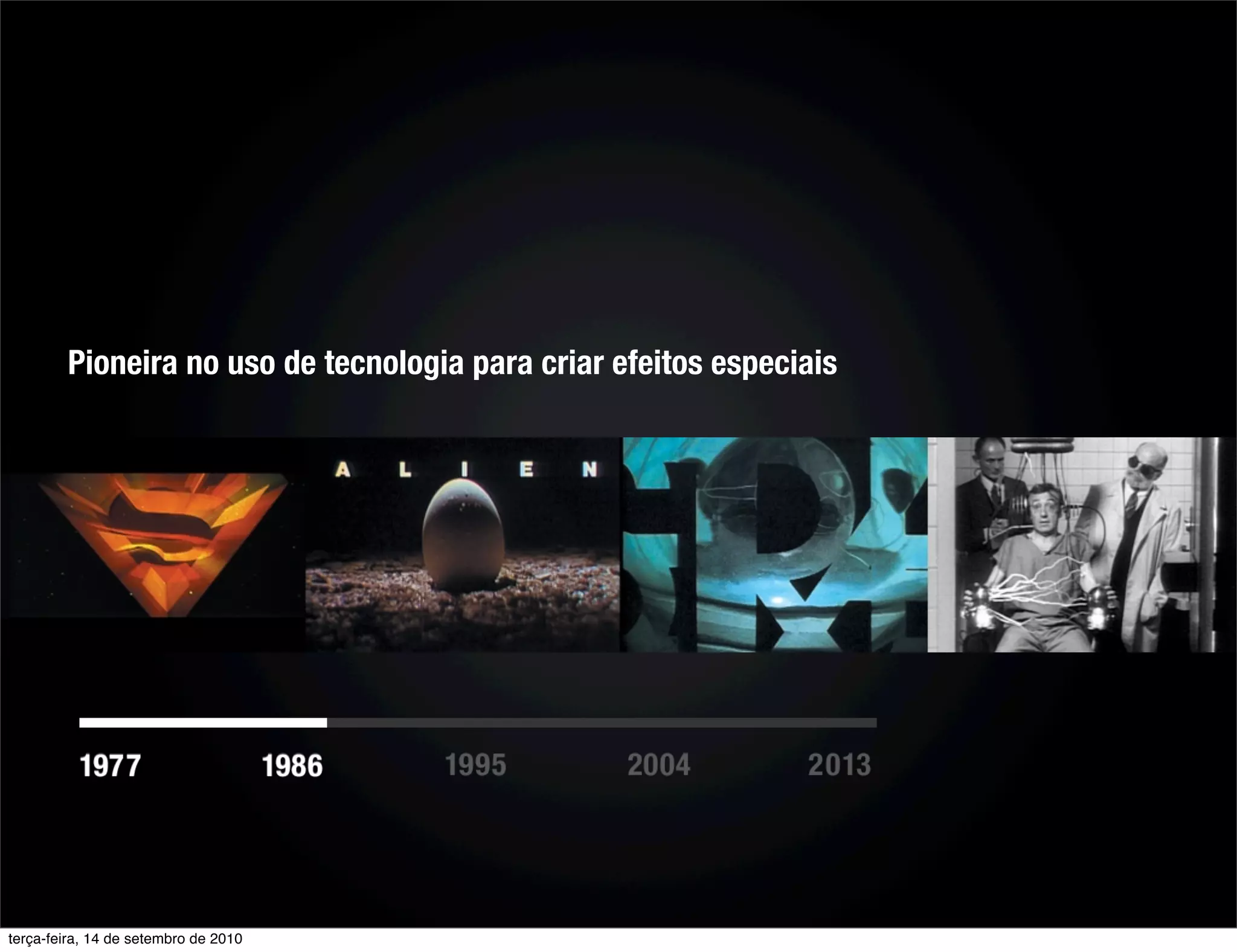 Pioneira no uso de tecnologia para criar efeitos especiais




terça-feira, 14 de setembro de 2010
 