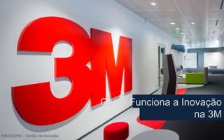 Como Funciona a Inovação
na 3M
MBA ESPM :: Gestão da Inovação
 