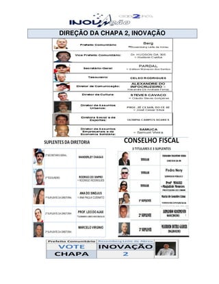 DIREÇÃO DA CHAPA 2, INOVAÇÃO
 