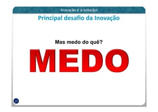 Principal desafio da Inovação


           Mas medo do quê?




13
 