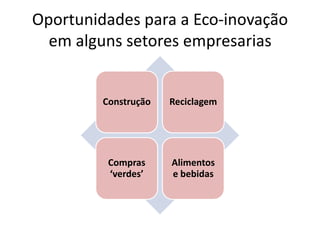 Oportunidades para a Eco-inovação em alguns setores empresarias