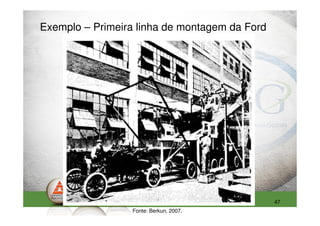 Exemplo – Primeira linha de montagem da Ford




                                               47
                  Fonte: Berkun, 2007.
 