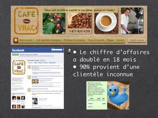 • Le chiffre d’affaires
a doublé en 18 mois
• 90% provient d’une
clientèle inconnue
 