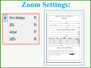 Zoom Settings:
 